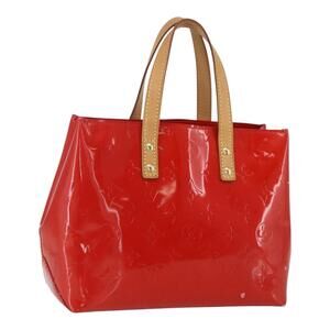 LOUIS VUITTON Monogram Vernis Reade PM Hand Bag Red Rouge M91088 LV Auth 158118